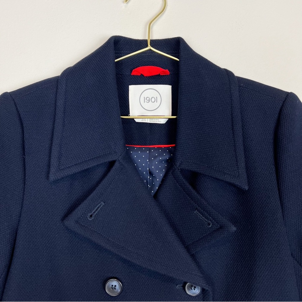 1901 Nordstrom Navy Blue Double Breasted Peacoat Size XS Petite - Picture 4 of 8